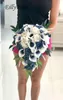 Fiori matrimonio EillyRosia Bouquet da sposa a cascata blu navy Picasso Solid Calla Lily Foam Roses Teardrop Decor Arrivo