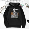 Erkek Hoodies Sweatshirts Meditasyonda İskeletler ve NE baskılarını koru Mans Pamuk Hoodies Street Estetik Giyim Retro Cep Üstleri Çift Sweatshirts T230731