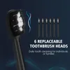 electric dental scaler teeth cleaner calculus tartar stains removal with 6 replaceable toothbrush heads three speed mode deep cleaning teeth whitening toothbrush