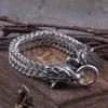 Charm Bracelets Never Fade Rock Viking Wolf Bracelet Men's Stainless Steel Mesh Chain silver color Punk Biker Jewelry 230731