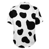 Men's Casual Shirts Cow Print Spots Beach Shirt Black And White Animal Summer Men Funny Blouses Short Sleeve Graphic Clothing Big Size