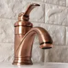 Bathroom Sink Faucets Red Copper Basin Faucet Brass Mixer Tap Single Handle & Cold Washbasin Nnf391