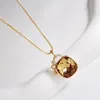Pendant Necklaces Square For Necklace Women With 12MM Crystals From Austria Trending Geometric Gold Color Ladies Jewelry Gifts