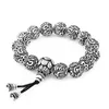 Bracelets porte-bonheur 12mm Sixcharacter Mantra Coeur Sutra Bouddhiste Perles Bracelet Corde Prière Imitation Thai Argent Rétro 230731