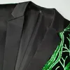 Men's Suits Mens Green Sequins Floral Suit Jacket Slim Fit One Button Party Dinner Tuxedo Dress Blazers Wedding Sport Coat 3XL