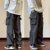 Mens Pants Cargo Casual MultiCocket Streetwear Black Harajuku Hip Hop Elastic midje Harem Ankellängd Byxor 230731