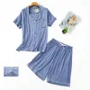 Women's Sleepwear Summer Pajamas Short Two-piece Set Lingerie Modal Sleeved Pyjamas Men's Loungewear Homewear Pjs