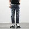 Jeans da uomo Foufurieux Uomo Vintage Denim Fashion Street Style Strappato Skinny Wash Solid Pantaloni Mens Casual Slim Fit Matita Pantaloni
