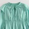 Casual Dresses Women Ruffle Edge Satin Mini Dress Spring/Summer Fashion Versatile Bekväm långärmad elegant höggatstil