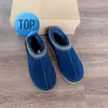 Stövlar 2022 Kvinnor Tasman Slipper Braid Comfy Ugnly Australia Booties Suedes Sheepskin Päls fodrade glider Vinterskor Svart kastanj