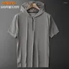 Men's T Shirts Arrival Fashion Ice Breathable Hooded Short-sleeved T-shirt Casual Super Large Men Cool Zipper Thin Plus Size M-9XL