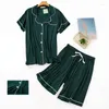 Women's Sleepwear Summer Pajamas Short Two-piece Set Lingerie Modal Sleeved Pyjamas Men's Loungewear Homewear Pjs