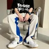 Pantaloni da uomo Blu Bianco Casual Uomo Moda Gamba larga oversize Streetwear Pantaloni da jogging da uomo dritti larghi hip-hop