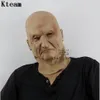 Komik gülümseyen yaşlı adam lateks maske cadılar bayramı gerçekçi yaşlı insanlar tam yüz kauçuk maskeleri maskeli balo cosplay proplar yetişkinler boyut251i