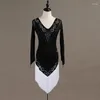 Vêtements de scène personnalisé noir gland robe de danse latine luxe manches longues robes femmes filles salle de bal Performance