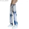 Jeans pour hommes Jeans pour hommes 2023 Mode pour hommes Tie Dye Retro Washed Baggy Hommes Pantalons Y2K Vêtements Droite Hip Hop Vintage Denim Pantalon Z230801