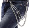 Navel Bell Button Rings Mens Hip Top Punk Rock Jeans Pants Trousers Wallet Waist Chain Men's Skull Ghost Head Metal Chains Two Strands Biker Keychain 230731