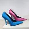 Dress Shoes Fancy Color Girl's Pumps Sexy Pointy Toe Thin Heel Women's Office Party Wedding Slip On Big Size 45