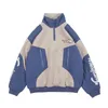 Sweats à capuche pour hommes Sweatshirts Half Zipper Stitching Plus Fleece Street manteau de moto à capuche 230731