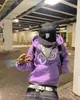 Moletons com capuz masculinos retrô com estampa de letra com capuz zíper americano roxo roupas de rua roupas casuais hip hop moletons grandes de rua grandes casaco solto T230731