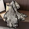 Halsdukar nya modemärke kvinnor silkes halsduk blk grå paisley blommig tryck pashmina sjalar och lindar foulard femme muslim hijab 180*90 cm j230801