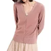 Suéteres de mujer Suéter clásico de punto suave con cuello en V y manga larga con botones