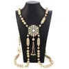 Inne modne akcesoria słoneczne 18k złoty kolor Maroko Caftan Caftan Body Brefle Jewelryd biżuteria Takchita klatka piersiowa łańcuch ramię Arabski Women Bijoux 230731