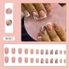 Faux Ongles 24pcs Douyin Nail Press On Short Extension Tips Réutilisable Adhésif Léopard Rose Noir Y2k GYaru Cool Style Manucure