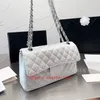 2023 Designer Bag Shoulder Bags Channel Chain Bag Plaid Flap 5A Caviar Shouder Handbag Silver Chain Leather Double Letter Solid Color Buckle Square Stripe 9.8in