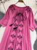 Casual Dresses Women Summer Dress Seaside Holiday Long Retro Ethnic Style Round Neck Embroidery Loose and Slim A-Line D1835