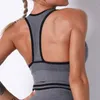Kvinnors tankar Paded Bh Women Sexig stripe brathable Sport Top Push Up Female Gym Fitness Underwear Mujer Running Seamless Tank