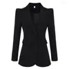 Costumes pour femmes TOP QUALITY 2023 Élégant Designer Blazer Shrug Shoulder Single Button White Jacket