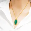 Collane con ciondolo in rame mosaico verde strass a forma di foglia girocollo per donna 45 cm catene accessori per gioielli