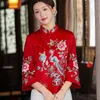 Ropa étnica Tang Suit Cheongsams Vintage tradicional chino ropa mujer traje bordado femenino Top