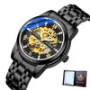 Wristwatches Orkina Fashion Transparent Retro Men's Automatic Mechanical Watch Top Full Black Luminous Hands Skeleton Man Clock