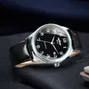 Relógios de pulso Moda Negócios Relógio Mecânico Automático Homens Time Master Correia de Couro Mostrador Branco Calendário Data montre homme WINNER Clássico 230731