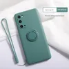 voor S21FE Phone Case Note20ultra Vloeibare Siliconen Ring Beugel Volledige Cover Lens Protector