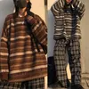 Kvinnors tröjor Kvinnor Män vintage randig långärmad tröja japansk harajuku överdimensionerad pullover tunic topp hip hop stickad wear jumper n7ye