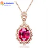 New pigeon's blood ruby tourmaline plated rose gold openwork pendant European and American full diamond teardrop-shaped love pendant temperament