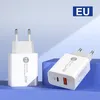 20W Snabb QC3.0 Typ C-laddare USB-C EU US Wall Plug PD Fast Charger för Samsung S22 S23 Xiaomi Huawei Android Mobiltelefonadapter