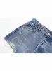 Short femme été Chic mode trou cassé décoration taille haute Denim Vintage poches latérales femme jupes Mujer