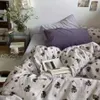 Bedding sets Korean Style Bedding Set Boys Girls Twin Queen Size Duvet Cover Flat Sheet Pillowcase Bed Linen Kids Adult Fashion Home Textile 230731