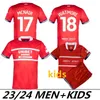 23 24 Middlesbrough Soccer Jerseys Kid Kit 2023 2024 홈 어웨이 축구 셔츠 플레이어 버전 교육 Maillot Foot 골키퍼 Akpom Clarke Fry McNair Forss Lenihan