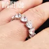 18K Gold and White Gold Cublic Zirconia Heart lovers Ring Princess Cut Diamond Engagement Wedding Band Hiphop Ring Jewelry for Men & Women