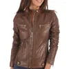 Women's Leather Basic Women Lambskin High Quality Jacket Motorcycle Classic Brown Coat