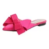 Sandals spring and summer women's shoes Korean silk satin Pointed bow tie slippers Baotou flat heel sets semi l230731