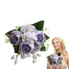 Flores decorativas falsas peônias 5 cabeças artificiais casamento falso toque real Gypsophila para escritório doméstico interno