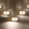 Lampade a sospensione Luci in tessuto rotonde a palo lungo cinese Singolo Zen Ristorante Corridoio Camera da letto Soggiorno moderno Apparecchi sospesi