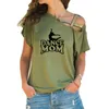 Women's T Shirts Women Dance Mom Graphic Shirt Short Sleeve Fashion Tshirt Irregular Skew Cross Bandage Tee Tops