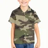 Men's Casual Shirts Camouflage Pattern Children Kid Boy Summer High Quality Hawaiian Shirt 3D Short Lapel Sleeve Hawaii Beach Party